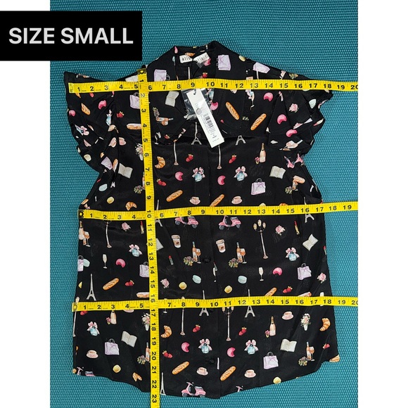 Alice + Olivia Martel Flutter Sleeve Silk Blouse Top - Picture 9 of 13